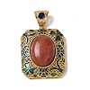 Natural Red Jasper Rectangle Pendants KK-K399-18A-01-1