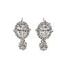 Oval Brass Micro Pave Clear Cubic Zirconia Stud Earring Findings KK-C107-07P-1