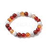 8.5mm Round Natural Carnelian & Howlite & Carnelian & Red Jasper Bead Stretch Bracelets for Women BJEW-JB10944-01-1