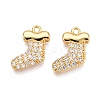 Christmas Theme Brass Micro Pave Clear Cubic Zirconia Charms X1-KK-T073-17G-1