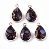 Teardrop Assembled Synthetic Bronzite and Regalite/Imperial Jasper Pendants G-N330-022-D03-1