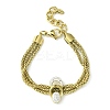 304 Stainless Steel Popcorn Chains Triple Layer Multi-strand Bracelet BJEW-Q775-09G-2
