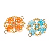 7Pcs 7 Color Chakra Electroplate Glass Beaded Flower Connector Charms PALLOY-MZ01297-3