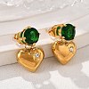 Heart 304 Stainless Steel Micro Pave Cubic Zirconia Dangle Stud Earrings EJEW-V016-01G-03-3