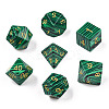 Metal Enlaced Synthetic Malachite Polyhedral Dice Set G-T122-75C-1