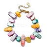Dyed Natural Freshwater Shell & Brass Beaded Bracelets for Women BJEW-JB14027-2