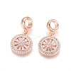 Brass Micro Pave Cubic Zirconia European Dangle Charms ZIRC-E163-19RG-2