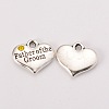 Wedding Theme Antique Silver Tone Tibetan Style Heart with Father of the Groom Rhinestone Charms LS-TIBEP-N005-13B-1