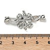 Rack Plating Flower Brass Pave Clear Cubic Zirconia Fold Over Clasps KK-E080-01P-3