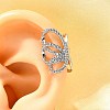 Brass Micro Pave Clear Cubic Zirconia Butterfly Cuff Earrings EJEW-P322-16P-2