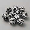 Round with Zebra Pattern Food Grade Silicone Focal Beads LS-SIL-WH0009-08F-1