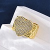 Brass Micro Pave Clear Cubic Zirconia Cuff Rings for Women RJEW-H248-08G-03-3