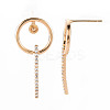 Brass Micro Pave Clear Cubic Zirconia Dangle Stud Earrings Findings KK-T062-72G-NF-2