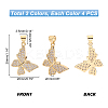 8Pcs 2 Colors Brass Micro Pave Clear Cubic Zirconia Pendants ZIRC-FH0001-28-2