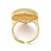 Brass with Cubic Zirconia Open Cuff Rings for Women RJEW-A035-20G-3