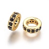 Brass Cubic Zirconia Rondelle European Beads KK-E772-02R-G-1