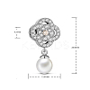 TINYSAND Rhodium Plated 925 Sterling Silver Charm Flower with Acrylic Pearl & Cubic Zirconia Pendant TS-C-190-2