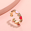 Heart Brass Micro Pave Clear Cubic Zirconia Enamel Cuff Rings for Women FS-WGCCE82-04-1