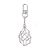 Brass Macrame Pouch Empty Stone Holder Pendant Decoration HJEW-JM01682-02-1