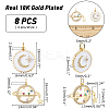 8Pcs 2 Style Brass Micro Pave Cubic Zirconia Pendants ZIRC-AR0001-14-6