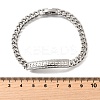 Brass Micro Pave Clear Cubic Zirconia Rectangle Link Bracelets BJEW-F498-01B-P-5