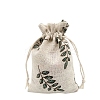 Printed Cotton Imitation Burlap Packing Pouches Drawstring Bags PW-WG7B662-11-1