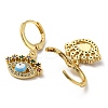 Evil Eye Real 18K Gold Plated Brass Dangle Leverback Earrings EJEW-A033-06G-05-2