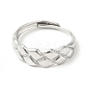 Non-Tarnish 304 Stainless Steel Textured Rhombus Adjustable Ring for Women RJEW-I085-05P-2