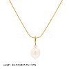 Elegant Natural Freshwater Pearl Rice Pendant Necklaces with 304 Stainless Steel Chain for Women TC0594-10-1