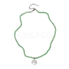 Stainless Steel Pendant Electroplate Glass Faceted Rondelle Beaded Necklaces NJEW-JN05530-5