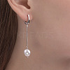 Anti-Tarnish Rhodium Plated 925 Sterling Silver Dangle Hoop Earrings PQ2201-3