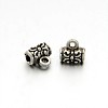 Tibetan Style Alloy Column Carved Flower Bail Beads X-TIBEB-O004-50-1