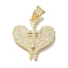 Heart Rack Plating Brass Clear Cubic Zirconia Pendants KK-U019-29G-1