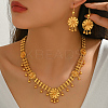 Elegant Brass Flower Tassel Charm Necklace & Earrings Sets for Women WJ2264-3