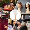 Desktop Head Shaped Wood Covered with Cloth Hat Display Racks AJEW-WH0816-104-5