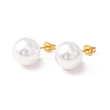 6 Pair Shell Pearl Round Ball Stud Earrings EJEW-A067-18B-G-1