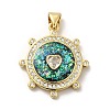 Rack Plating Brass Micro Pave Cubic Zirconia with Synthetic Opal Pendants KK-D088-35G-2