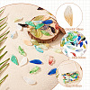 75Pcs 15 Colors Transparent Glass Leaf Pendants GLAA-TA0003-30-5