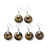 Natural Tiger Eye Donut Dangle Earrings EJEW-G300-01P-02-1