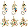 6Pcs 2 Style Rack Plating Brass Micro Pave Cubic Zirconia Pendants KK-BBC0011-02-1