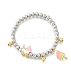 Brass Enamel Round Beads Charm Bracelets for Women BJEW-D317-11PG-5