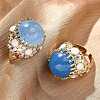 Half Round Natural Dyed Jade Cubic Zirconia Cuff Rings RJEW-M076-01G-04-4