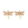 304 Stainless Steel and ABS Imitation Pearl Dragonfly Charms STAS-T072-66G-1