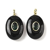 Natural Obsidian & Cubic Zirconia Pendants G-Z076-01G-19-1