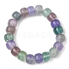 Natural Fluorite Round Beaded Stretch Bracelet for Women BJEW-M297-A01-1