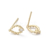 Brass Glass Stud Earrings EJEW-Q014-22G-2