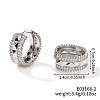 Shiny Hollow Brass Clear Cubic Zirconia Hoop Earrings SQ9568-2-2