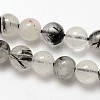 Natural Gemstone Black Rutilated Quartz Round Beads Strands G-E251-30-6mm-2