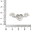 Brass Micro Pave Clear Cubic Zirconia Heart with Bat Wings Connector Charms KK-L229-053P-3