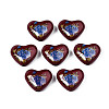 Flower Printed Opaque Acrylic Heart Beads SACR-S305-28-L02-1